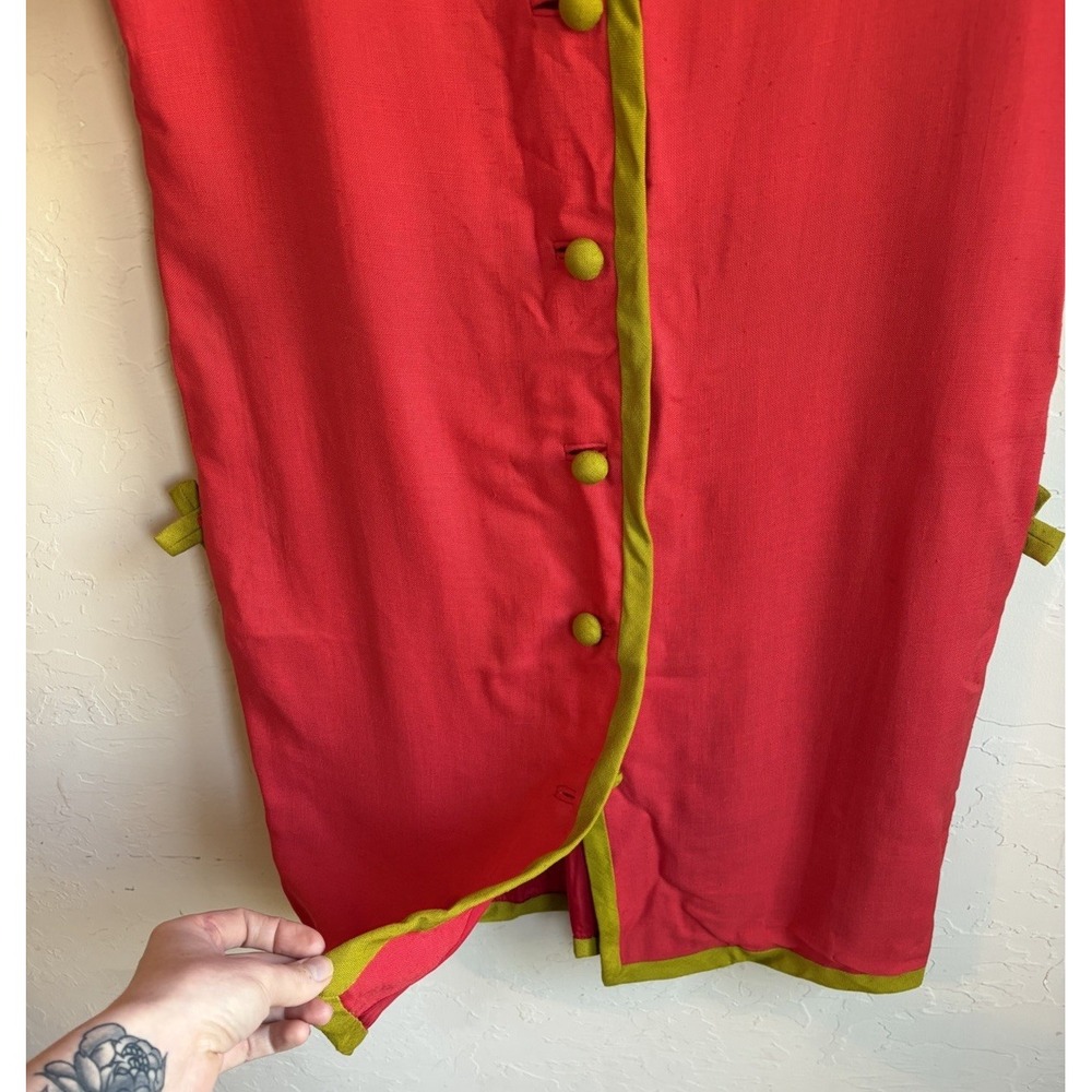 Vtg 80s Stanley Platos Martin Ross Button Shift Dress 12 Mod Maximalist New Wave - Picture 6 of 9